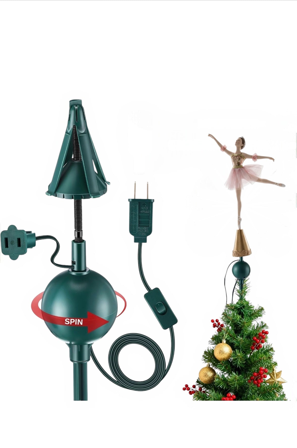 Rotating Christmas Tree Topper Holder – Spinning Base for Ballerina Tree Toppers